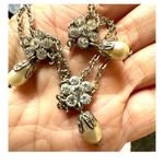 BW silver tone pearl rhinestone necklace Photo 2