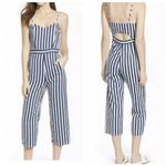 MOTHER Cut It Out Blue White Striped Jumpsuit Size XS Photo 0