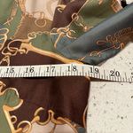 J. McLaughlin Silk Blend Equestrian Print Button Down Blouse Green Brown Small Photo 4