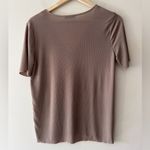 ZARA  Ribbed Basic Brown Taupe V Neck Top Photo 3