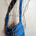 Tribe Azure Fair Trade Hobo Bag Cotton Canvas Large Messenger Shoulder Blue Photo 0