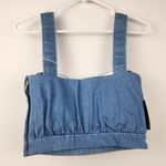 Just Cavalli  Blue Cropped Top Denim Padded Cups Size 40 US Small NWT Photo 0