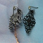 Pewter Filigree Boho Drop Earrings Pink Purple Stone Accent Y2K Dainty Jewelry Silver Photo 5