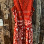 Dress Barn burnt orange women fit & Flare midi aztec length & lace print dress. 39 length x 15 wide Photo 1