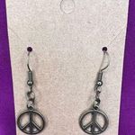 Handmade  Bronze Dangly Peace Sign Earrings Photo 0