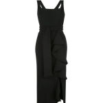 Shona joy Ruffle Front Tie Waist Midi Dress Black Photo 7