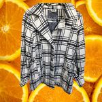 JouJou Plaid‎ Wool Blend Coat Jacket Black White Checkered Pea Coat M Size M Photo 1