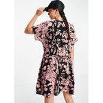 ASOS New Urban Threads Oversized Button Front Dress Women’s Sz 10 Pink Abstract Photo 3