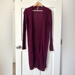 Free People Ribby Rib Duster Cardigan Wine Cotton Linen Sweater Size XS Photo 1