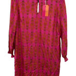 NWT Vilagallo Allegra Silk Shift Dress 42 10 Pink‎ Orange Floral Long Sleeve Pink Photo 0