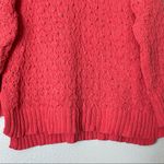 Seven7 Textured Chenille Crew Neck Sweater in Hibiscus Coral Size Medium Photo 4