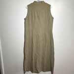 Boston Proper  Midi Dress Linen Silk Utility Button Up Chest Pockets Tan 16 NWT Photo 4