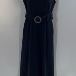 Calvin Klein Black Wide Leg Pantsuit Dress w/Attached Belt and Coconut Buckle-2 Photo 0