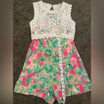 Lilly Pulitzer  Sadie Romper Size 0 Raz Berry Catty Shack Photo 6
