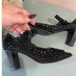 Aquatalia {} Black Velvet by Marvin K. Karma Laser Cutout Pump Size 6.5 Photo 3