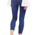 Free People  Womens Reagan Destroyed Button Fly Skinny Crop Jeans Blue 24 NWT Photo 1