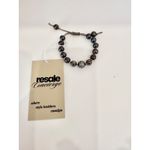 Woven Cord Round Pyrite Beaded Bracelet Obsidian Black Women's Photo 2