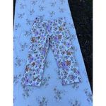 Cato Pants Womens sz 12 White Floral Ankle Cropped Stretch Mid Rise Spring Cute Photo 0