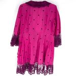 Odd Molly Polka Dot Tie Front Kimono with Lace Trim Magenta Burgundy Size L Photo 2