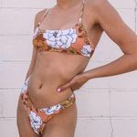 Peach & Rust Floral Smocked Bikini Size undefined Photo 0