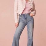 Love Shack Fancy  Kala Flare Jeans High Rise Bow Detail Montauk Blue Size 25 New Photo 0