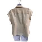 Caribbean Joe  Beige Button Down Pintuck‎ Detailing Cap Sleeve Collared Blouse L Photo 1