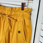 Loft High Rise Paper Bag Straight Leg Crop Pants Yellow Small Elastic Baggy Photo 2