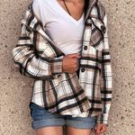 Black Plaid Button Up Shacket Size L Photo 2