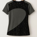 Carven Grey Lace Panel Crew Neck T Photo 3