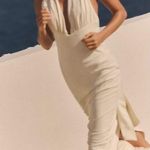 ZARA  dress maxi ecru ivory open back Evening holiday party wedding Gown Photo 8