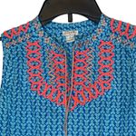 J.Crew  Women's Tank Top‎ Lightweight Embroidered Tassels Teal Neon Orange Size 2 Photo 1