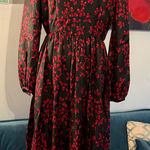 Source Unknown Vintage Unbranded Dress 8 Black Floral Print 100% Polyester Fit Flared No Tags Photo 0