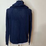 Michael Stars  navy blue lace up loose knit hooded pullover sweater LARGE Photo 6