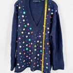 ZARA  Blue Embellished V-Neck Oversized Pullover Knit Sweater Women's Size Medium Photo 9