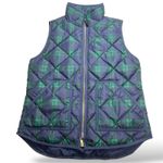J.Crew Womens Size Small Navy Green Plaid Quilted Puffer Vest Sleeveless Jacket Photo 1