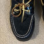 Sperry Topsider Black Leather and Gold Tie Moccasins Sz 8 Photo 1