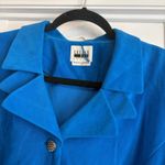 Leslie Fay  Blue‎ Two Piece Suede Skirt Set Size 14P Photo 3