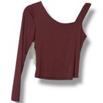 Lizard Thicket Anna Grace size small deep berry one shoulder top Elegant Maroon Long Sleeve Top Photo 6