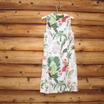 NWOT Vilagallo Cassie Cotton Tropical Print Dress White Size 8 Photo 6