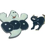 Ghost BOO Halloween Enamel Pin Brooch Plus Black Cat Halloween Tie Tack Pin Photo 0