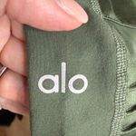 Alo Yoga High Waist Moto Leggings Olive Green Ribbed Panel Activewear Pants Photo 5