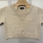 Lulus  Cropped Knit Crewneck Short‎ Sleeve Sweater Size XL Ivory Cream Photo 1