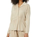 NEW TEREA Black Zoe Cinched Waist Oversized Shirt XL Tan Photo 7