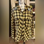 Free People  Plaid Gauzy Cut Out Button Down Shirt NWOT Photo 4