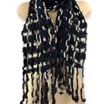 Italian stitch open knit fringe scarf Photo 1