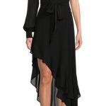 Badgley Mischka Bailey One Shoulder Long Sleeve Midi Dress Photo 0