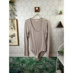 Madewell  Cream Striped Long Sleeve Bodysuit - Size - Medium Photo 1