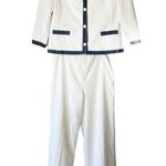 Oscar de la Renta Vintage White Pinstriped Suit Size 4 Photo 0