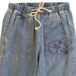 Anthropologie EUC  Pilcro Blue Beach Cottage Tie Waist Embroidered Jeans Size XS Photo 2