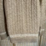 Vintage Tan White Snowflake Pattern Ribbed Braided Tight Knit Sweater Large Photo 10